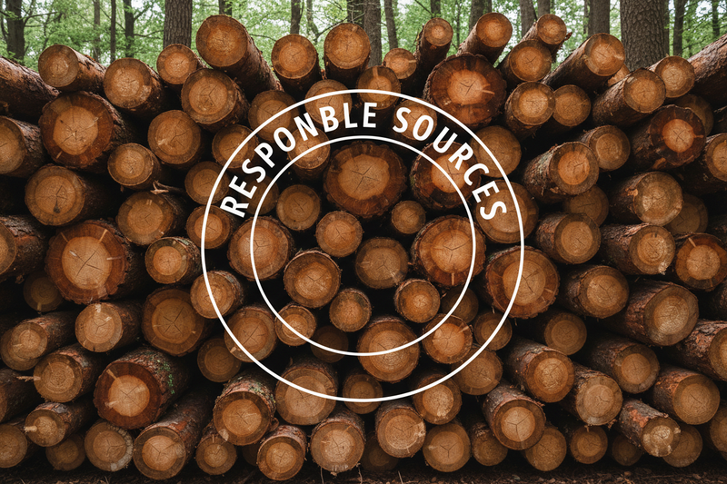 show wood log written in circle responsible sources